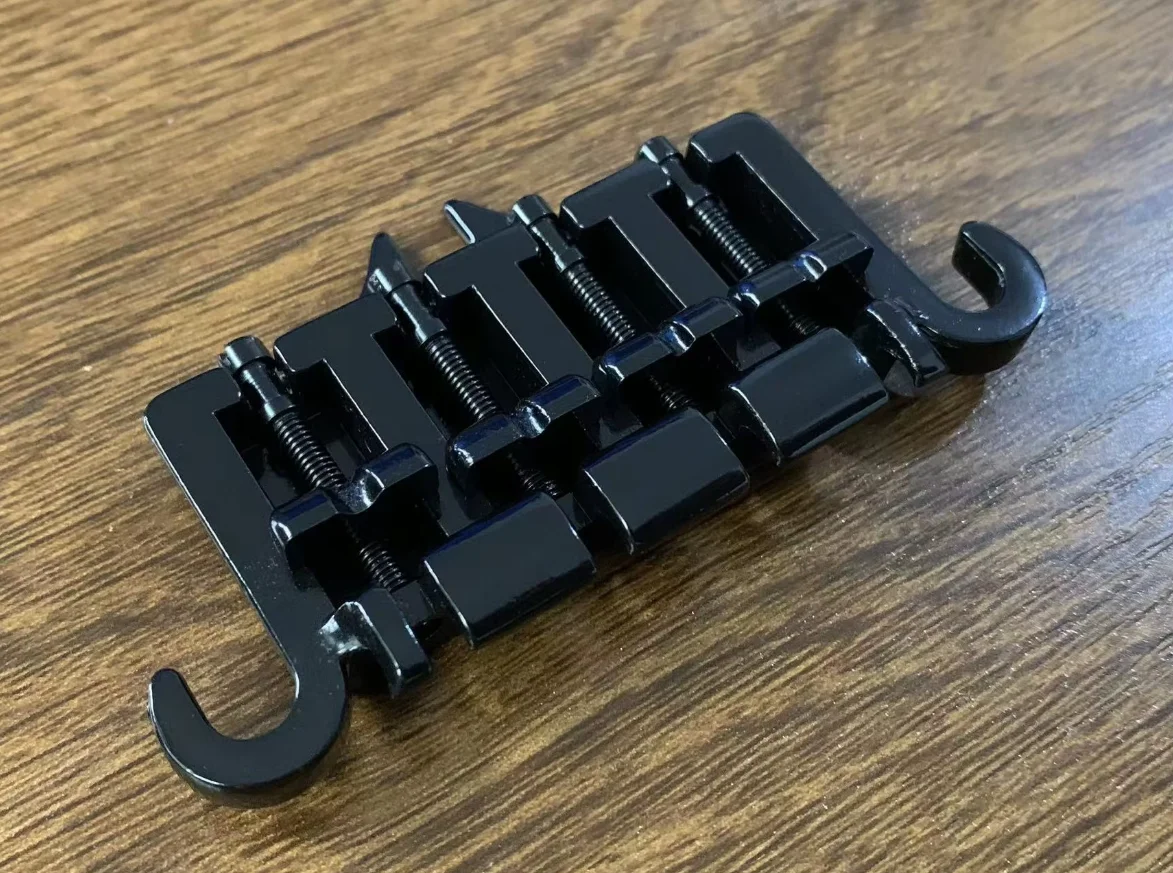 Thunderbird-style 4-String Bass Bridge in Chrome/Black 3 Thunderbird-style 4-String Bass Bridge in Chrome/Black - Image 3