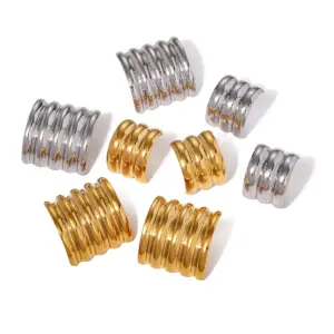 Modern Stainless Steel Wave Ribbon Earrings