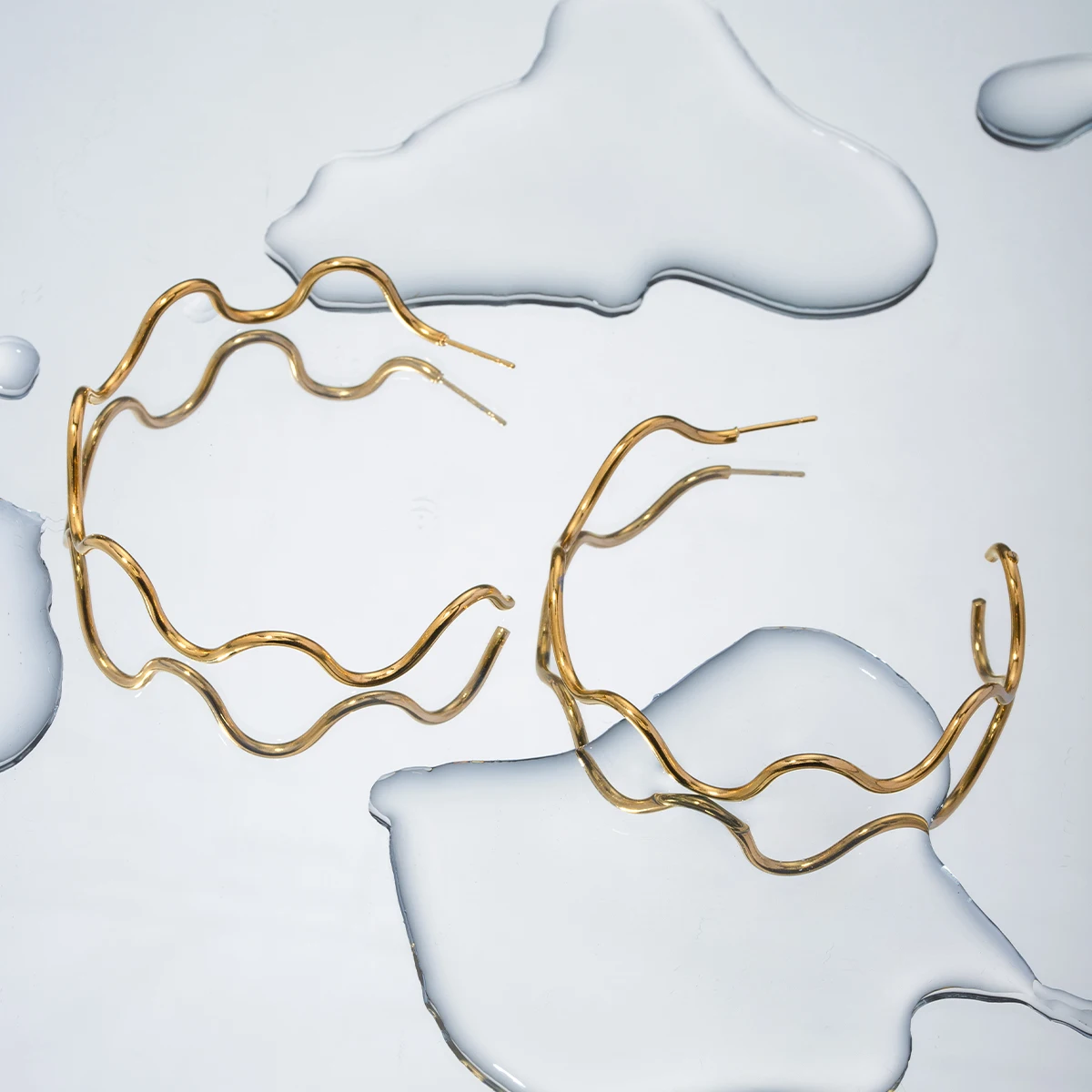 Stainless Steel Gold-Tone Hoop Earrings 2 Stainless Steel Gold-Tone Hoop Earrings - Image 2