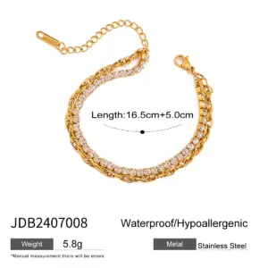 Stainless Steel Gold-Tone Double-Layer Bracelet 13 S67034470b3c549cd8b0bb6f3481014a1M