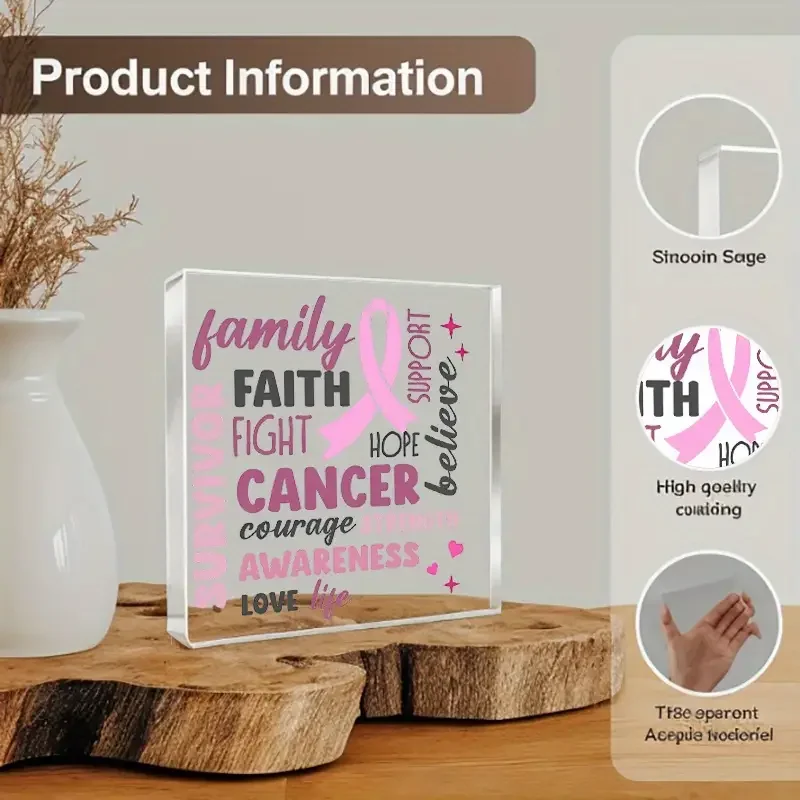 Breast Cancer Awareness Acrylic Ornament 4 Breast Cancer Awareness Acrylic Ornament - Image 4