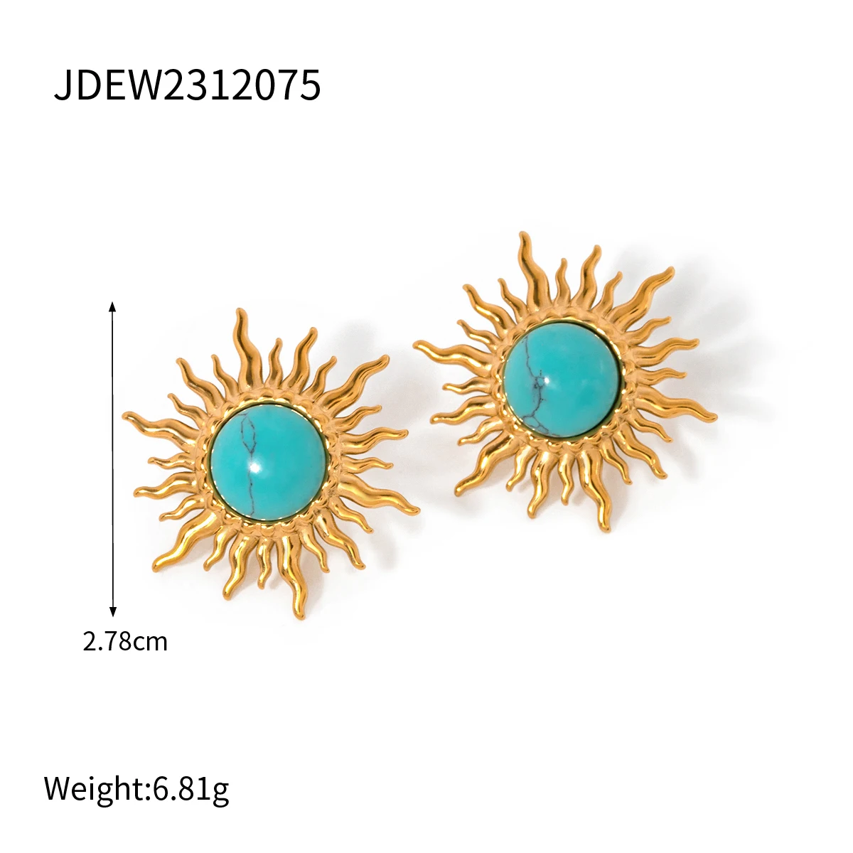 Stainless Steel Turquoise Sunflower Earrings 6 Stainless Steel Turquoise Sunflower Earrings - Image 6