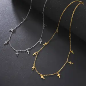 Elegant Stainless Steel Cross Necklace for Women 12 S6740fe9cefb94f2393f747180c20c134Q