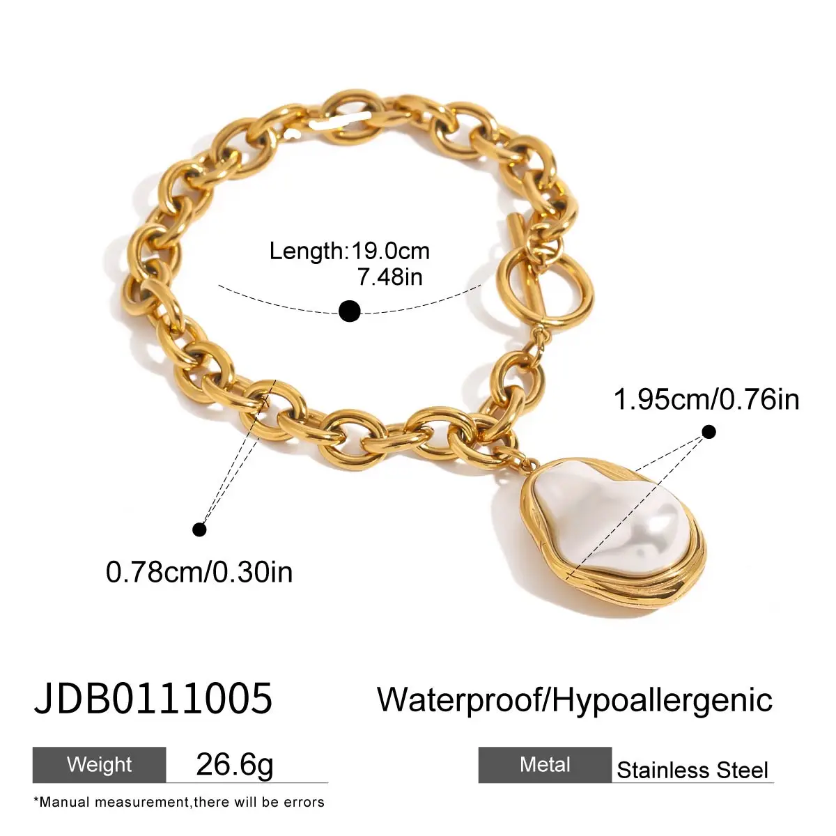 Elegant Stainless Steel Gold Women's Bracelet JDB0111005 10 Elegant Stainless Steel Gold Women's Bracelet JDB0111005 - Image 10
