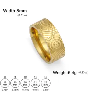 Swirl Engraved Stainless Steel Ring for Men Women 12 S67577bace98948a28a1835ea7a7e4f87E