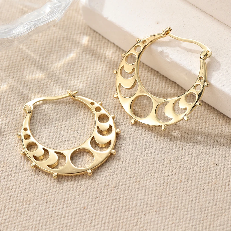 Vintage Celestial Gold Hoop Earrings 6 Vintage Celestial Gold Hoop Earrings - Image 6