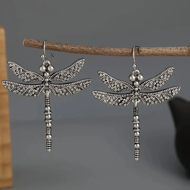 Vintage Dragonfly Drop Earrings in Silver or Gold 3 Vintage Dragonfly Drop Earrings in Silver or Gold - Image 3