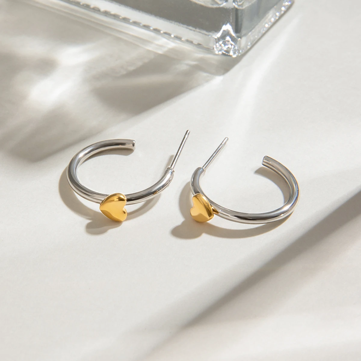 Stainless Steel Heart Hoop Earrings 6 Stainless Steel Heart Hoop Earrings - Image 6