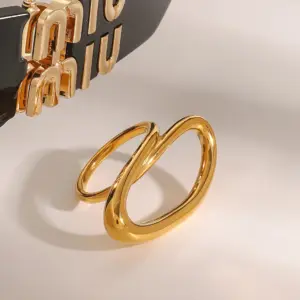 Modern Gold Stainless Steel Crossing Ring 10 S677f5146631047368a15048fff4aa9d9A