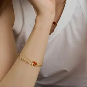 Romantic Heart Jewelry Set with Red Onyx 14 S678b2d40f9ed4c559d4a737372260a3b2