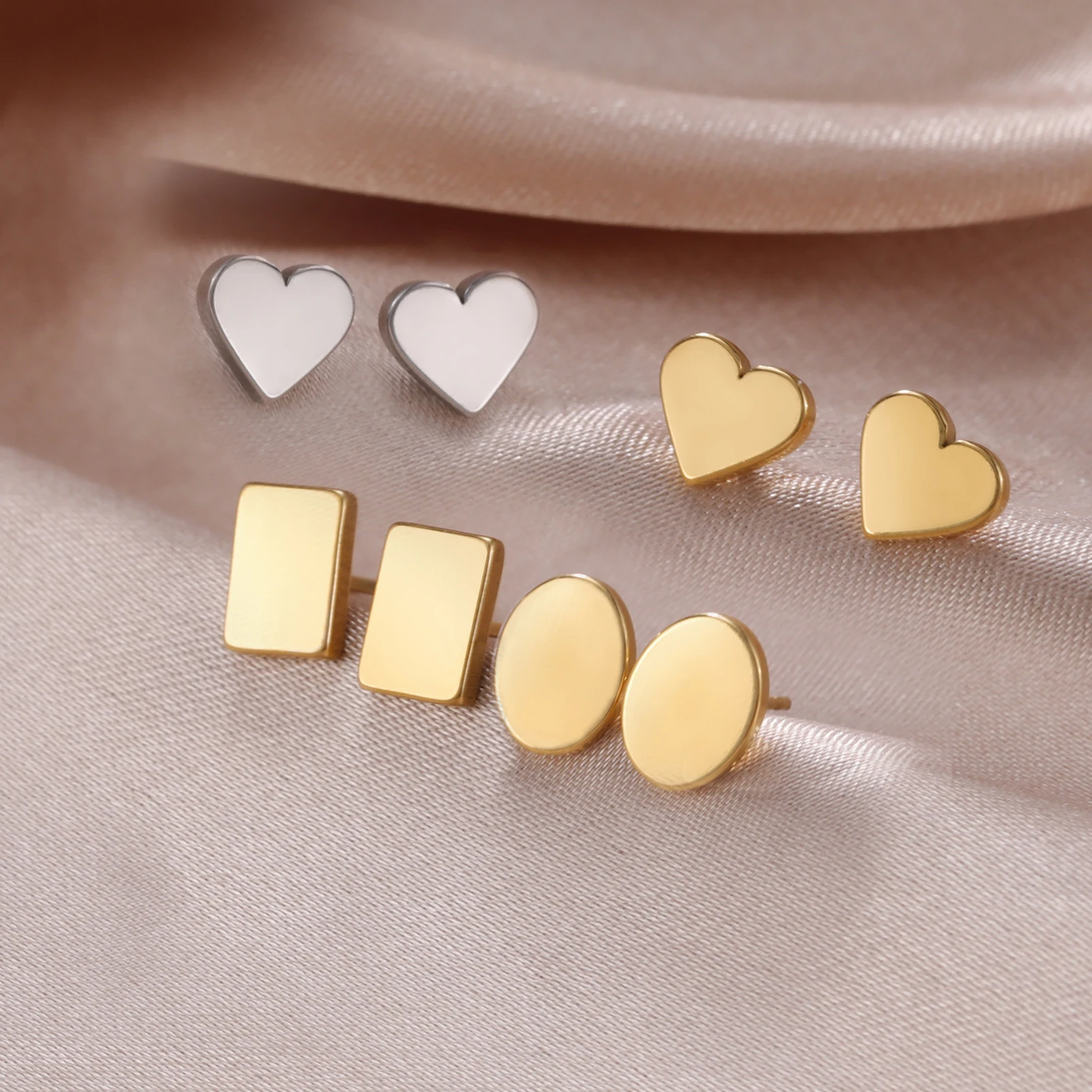 Gold Heart Stud Earrings for Women 4 Gold Heart Stud Earrings for Women - Image 4