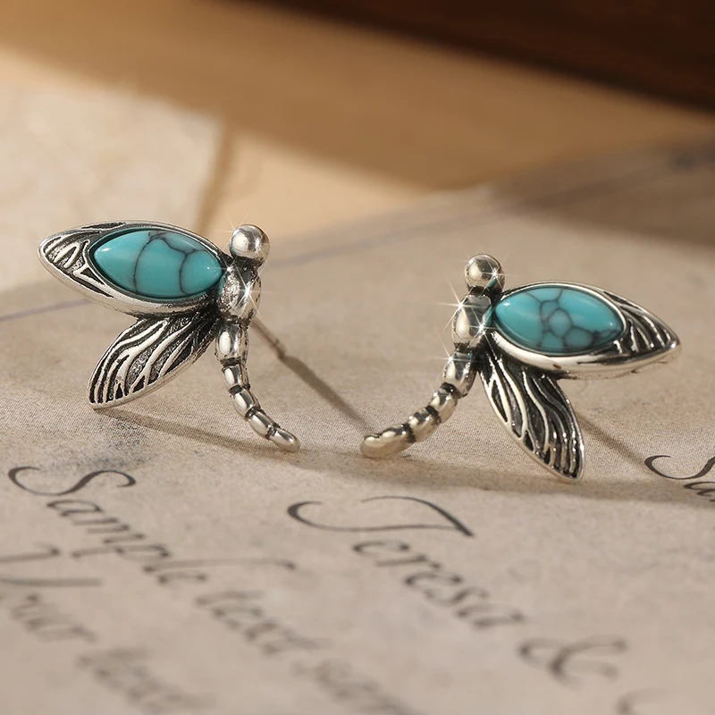 Vintage Silver Dragonfly Earrings for Women 2 Vintage Silver Dragonfly Earrings for Women - Image 2