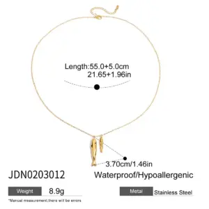 Gold-Tone Stainless Steel Dolphins Necklace 13 S6802827f3bfe4761a5338ee1e1f81d964