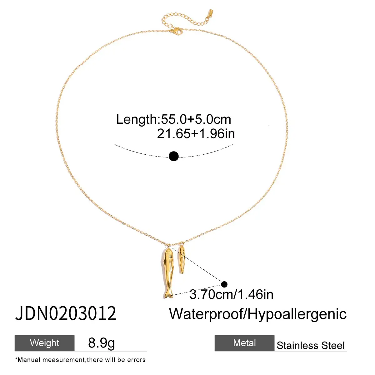 Gold-Tone Stainless Steel Dolphins Necklace 7 Gold-Tone Stainless Steel Dolphins Necklace - Image 7