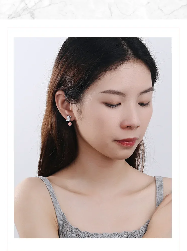 Female Butterfly and Flower Earrings in Sterling Silver 6 Female Butterfly and Flower Earrings in Sterling Silver - Image 6