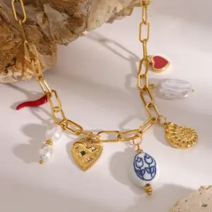 Stainless Steel Charm Necklace with Multicolor Pendant 10 S6826b0d6857a4bbab2f4b1860d0166ace