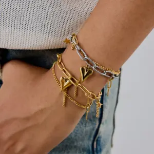 Stainless Steel Women's Heart Charm Bracelet