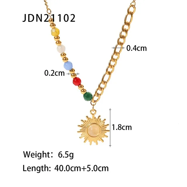 Gold-Tone Stainless Steel Sun Pendant Necklace 7 Gold-Tone Stainless Steel Sun Pendant Necklace - Image 7