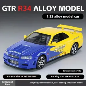 Nissan GTR34 Skyline Diecast Model 1/32 Scale 15 S68a6cf04ee394a728c1e142b3fc072d1k