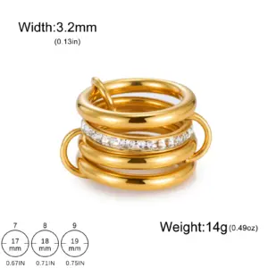 Multi-Layer Stainless Steel Women's Ring with Zircon Accents 19 S68cc7df02983409bbaf4e32e10298e30p