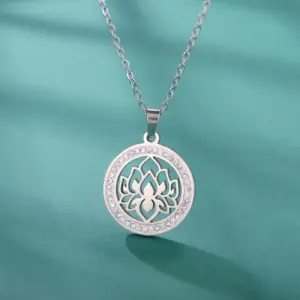 Stainless Steel Lotus Flower Necklace 8 S691441b415d9400a96e3f84754279a1co