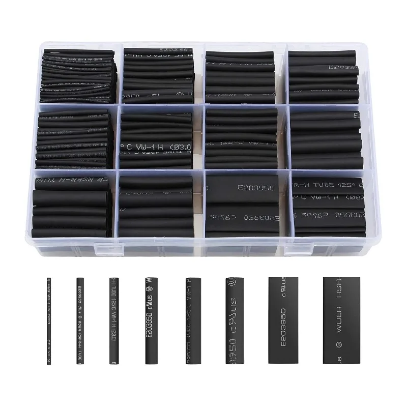 Black Heat Shrink Tubing Set, 8 Sizes, 650 pcs 4 Black Heat Shrink Tubing Set, 8 Sizes, 650 pcs - Image 4