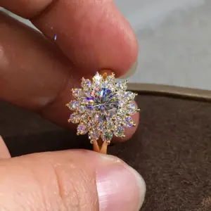 Sunflower Silver Ring with Cubic Zirconia 14 S692ad443e0f74db48286bca44a01ba51F