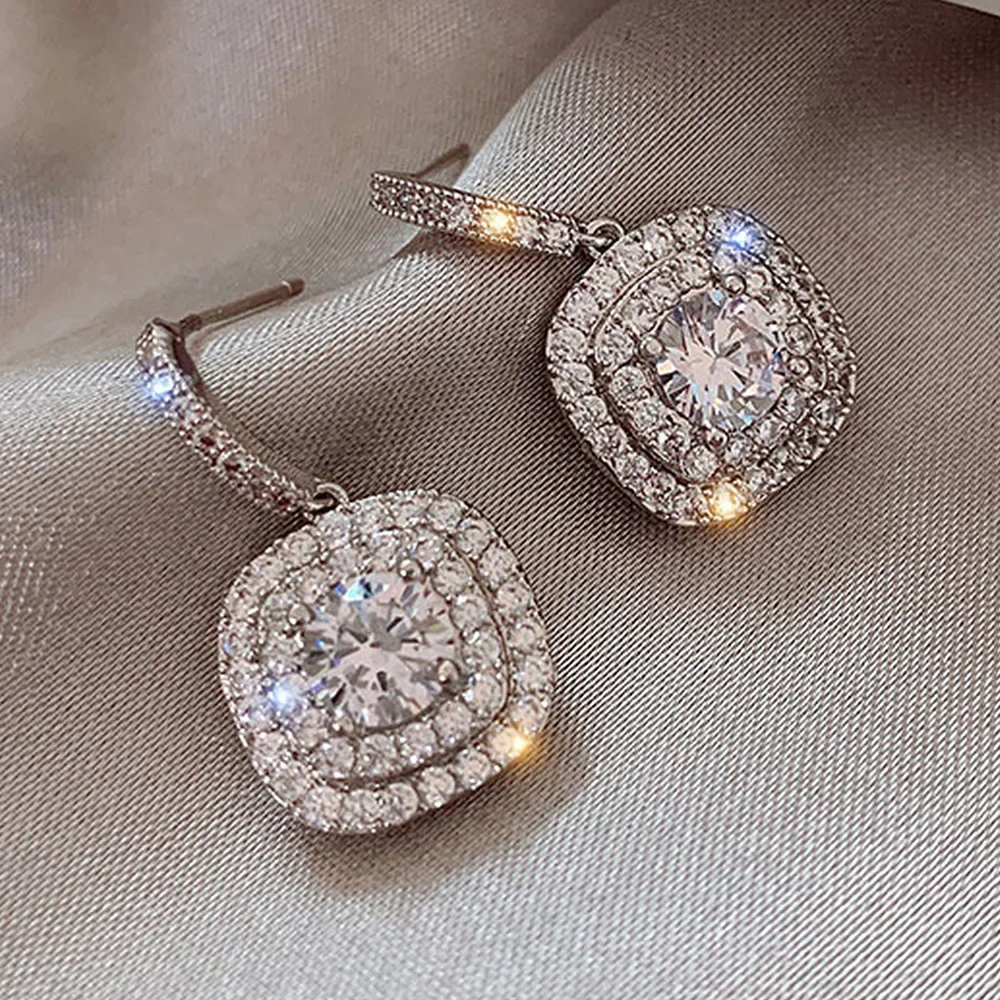 Elegant Silver Drop Earrings with Cubic Zirconia 4 Elegant Silver Drop Earrings with Cubic Zirconia - Image 4