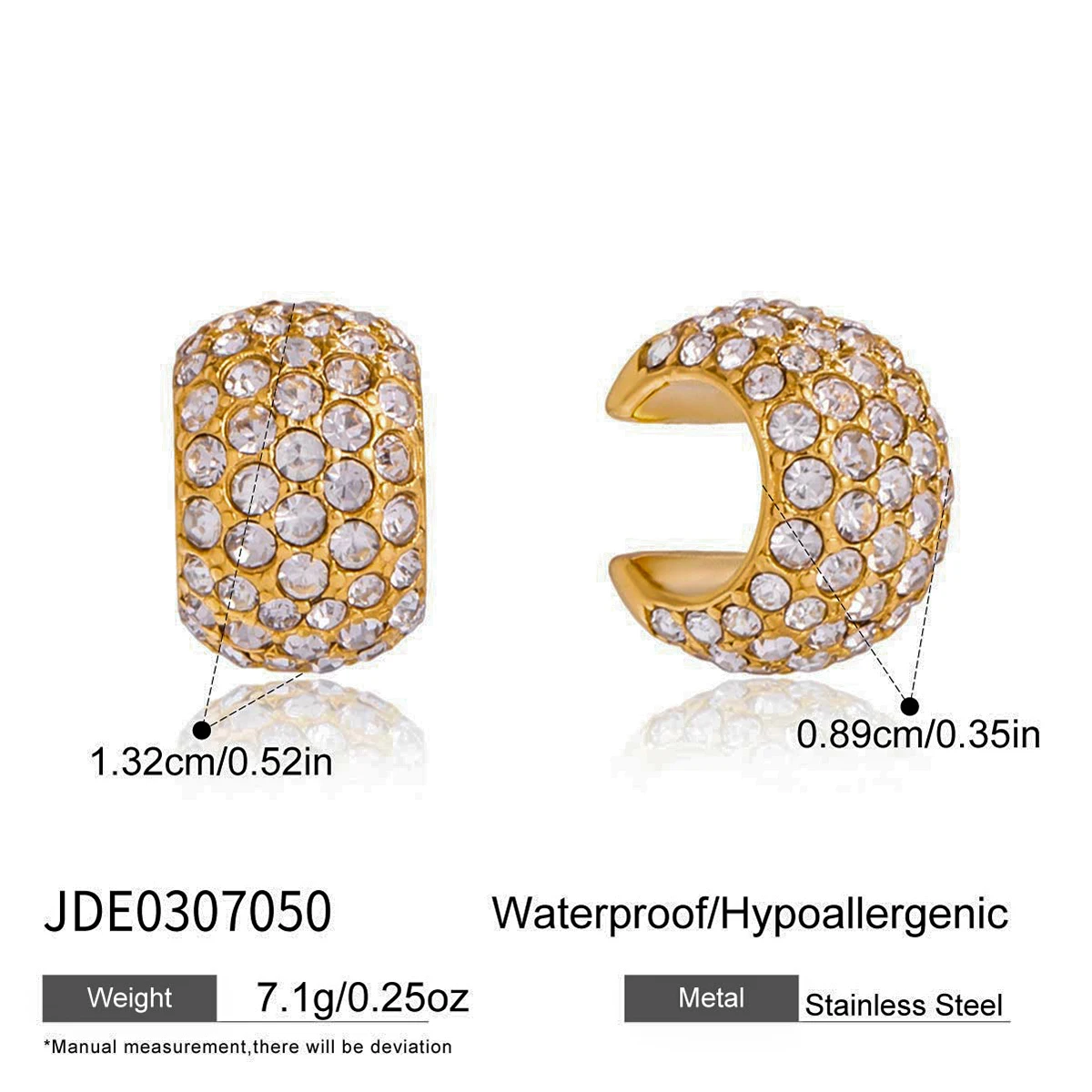 Elegant Stainless Steel Zircon Ear Clips JDE0307050 8 Elegant Stainless Steel Zircon Ear Clips JDE0307050 - Image 8