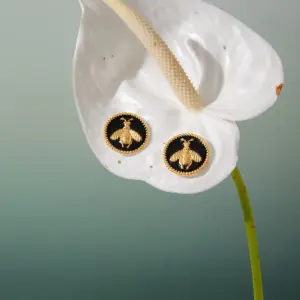 Black Stainless Steel Bee Stud Earrings 9 S69c465ff0813410cb8f62943e9dd35b5U