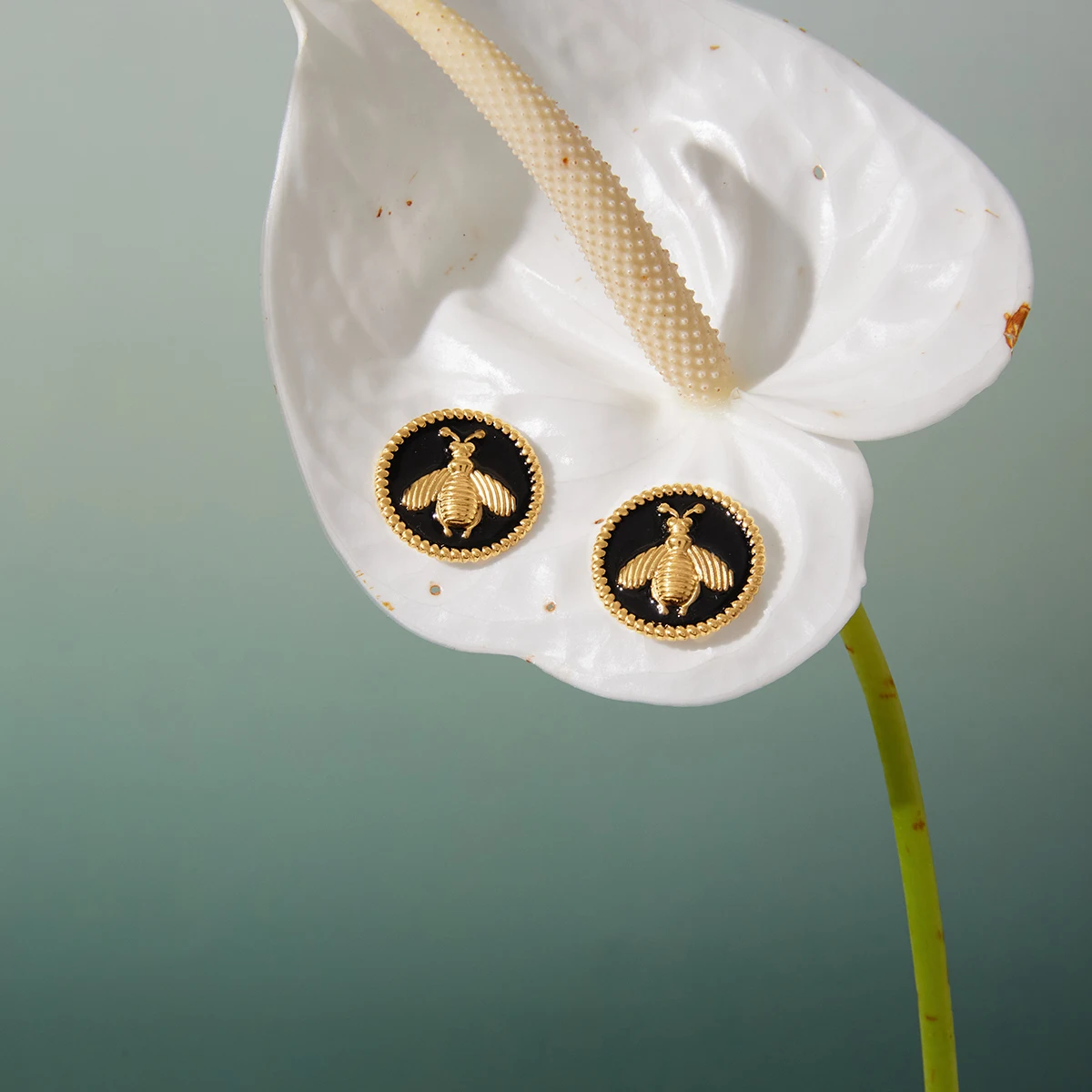 Black Stainless Steel Bee Stud Earrings 3 Black Stainless Steel Bee Stud Earrings - Image 3