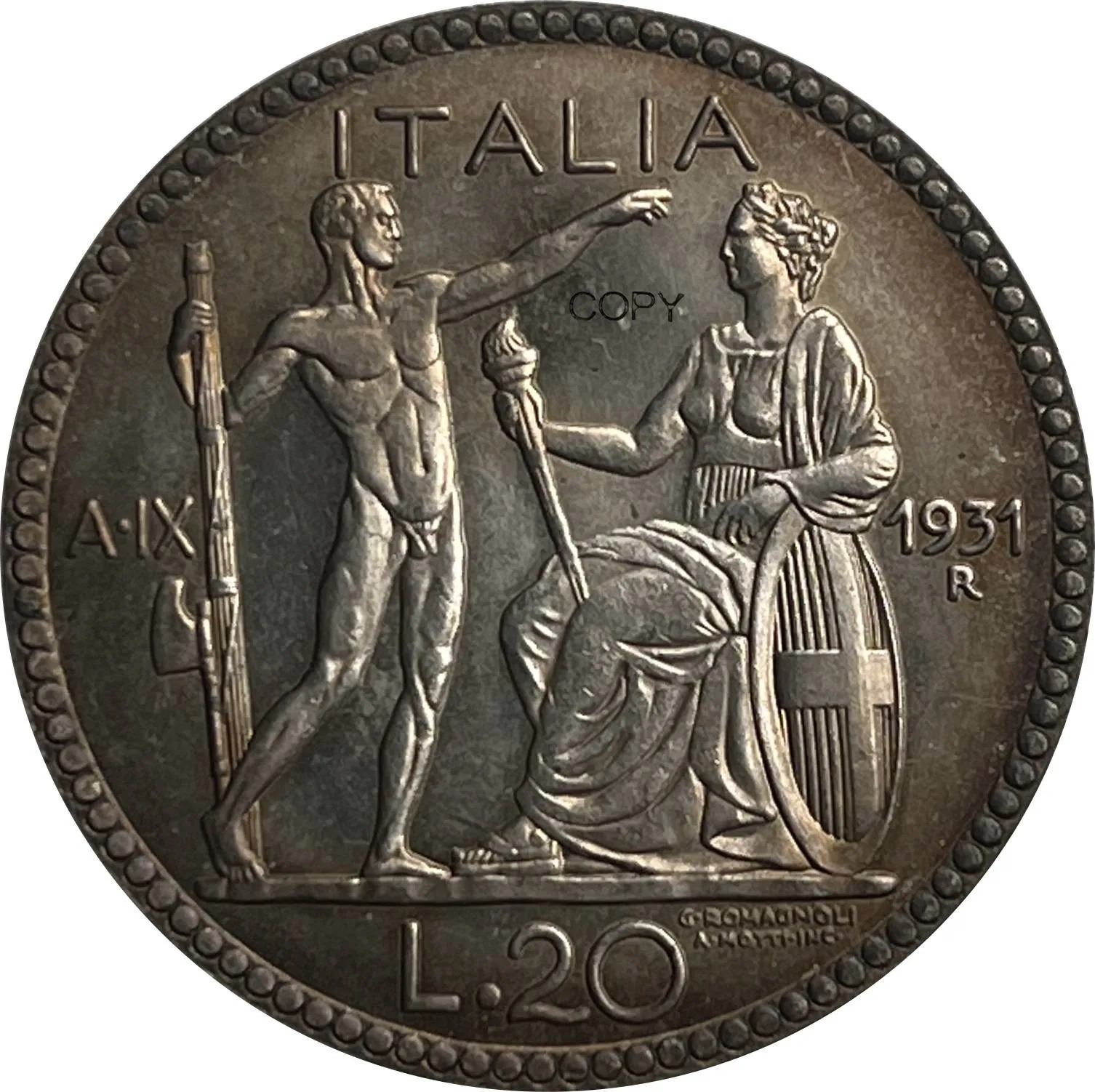 Vittorio Emanuele III Replica Coin, 1931 2 Vittorio Emanuele III Replica Coin, 1931 - Image 2