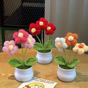 Handwoven Mini Potted Flower Set in Colorful Crochets 11 S69decaebc0ce49b09db035a8a7818f6dX