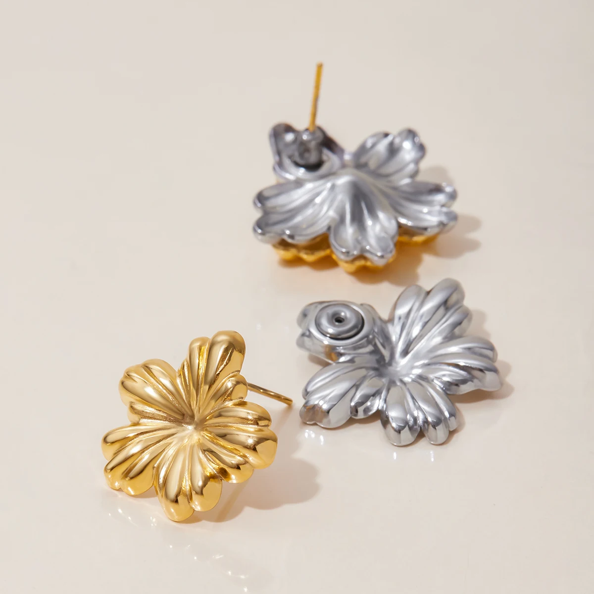 Gold-Proof Stainless Steel Flower Stud Earrings 6 Gold-Proof Stainless Steel Flower Stud Earrings - Image 6