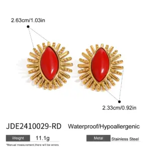 Bold Gold Stainless Steel Sunburst Earrings 16 S6a00853739b246ec99e0ae4b9757e15dU