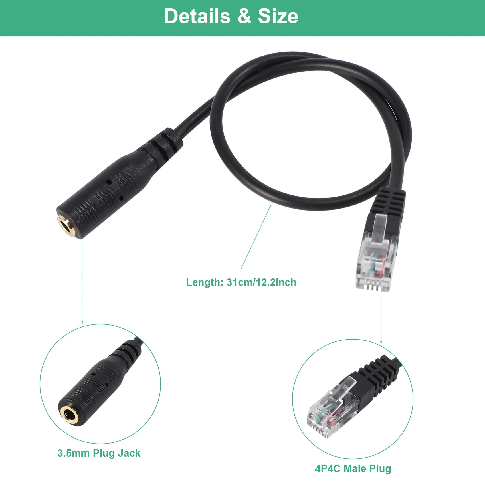 31cm Professional Audio Adapter Cable for Cisco Phones 4 31cm Professional Audio Adapter Cable for Cisco Phones - Image 4