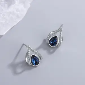 Water Drop Sapphire Sterling Silver Earrings 8 S6a17a40aa5354673922e900775a45eeeS