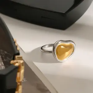 Stainless Steel Heart-Shaped Gold Ring 11 S6a3837ddcafc497792a77bc3418958a10