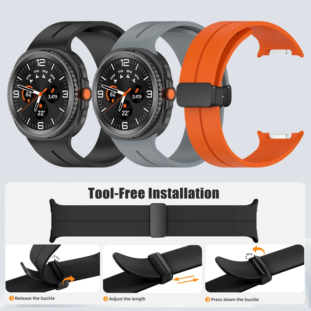 Samsung Galaxy Watch 8 Silicone Strap 40mm/44mm/Classic 2 Samsung Galaxy Watch 8 Silicone Strap 40mm/44mm/Classic - Image 2