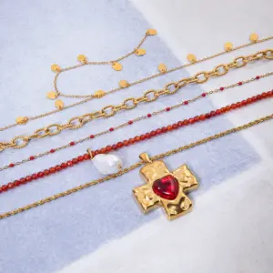 Women's Ocean-Inspired Stainless Steel Layered Necklace 14 S6a4ba8dd91884edc86a349f9957392b34