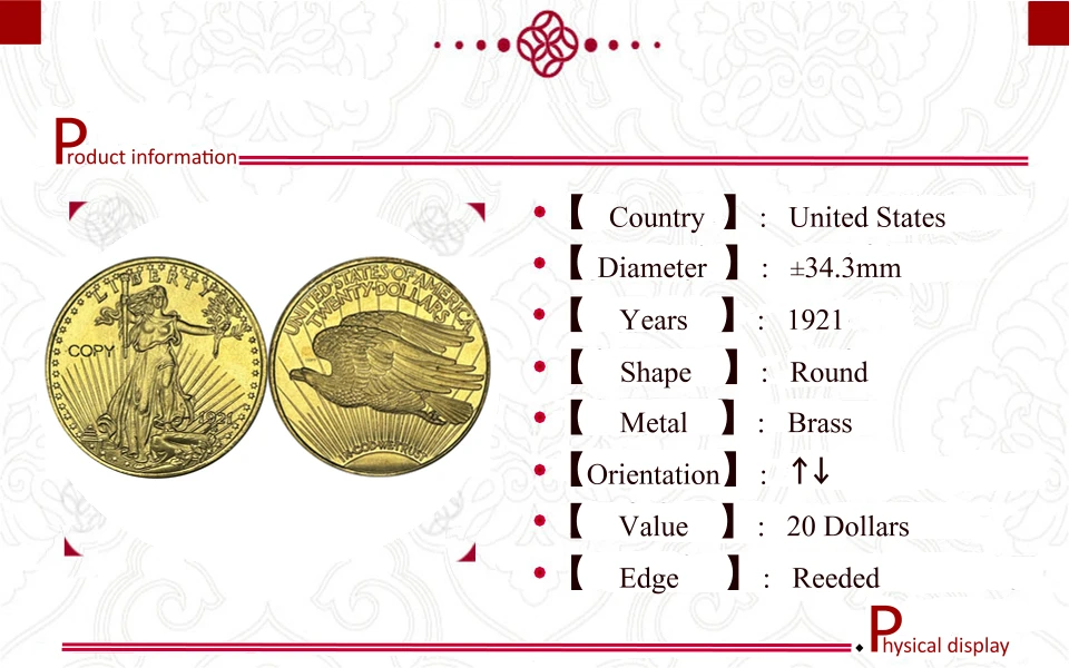 1921 Saint Gaudens Double Eagle Replica Coin 6 1921 Saint Gaudens Double Eagle Replica Coin - Image 6