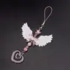 Pink Angel Wings Phone Strap with Beads