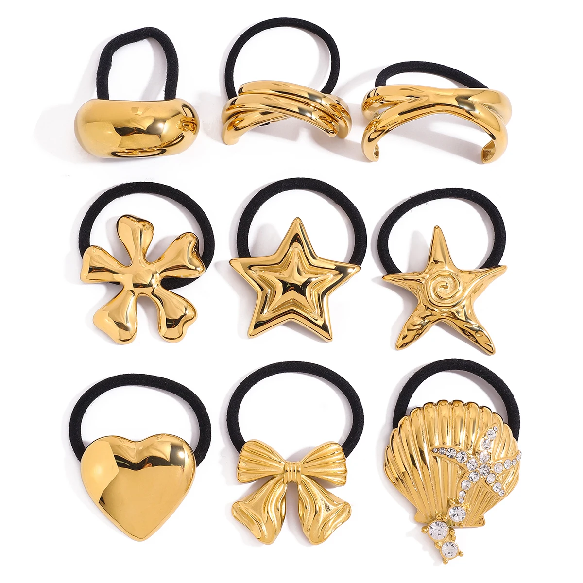Gold Stainless Steel Hair Accessories Set 1 Gold Stainless Steel Hair Accessories Set