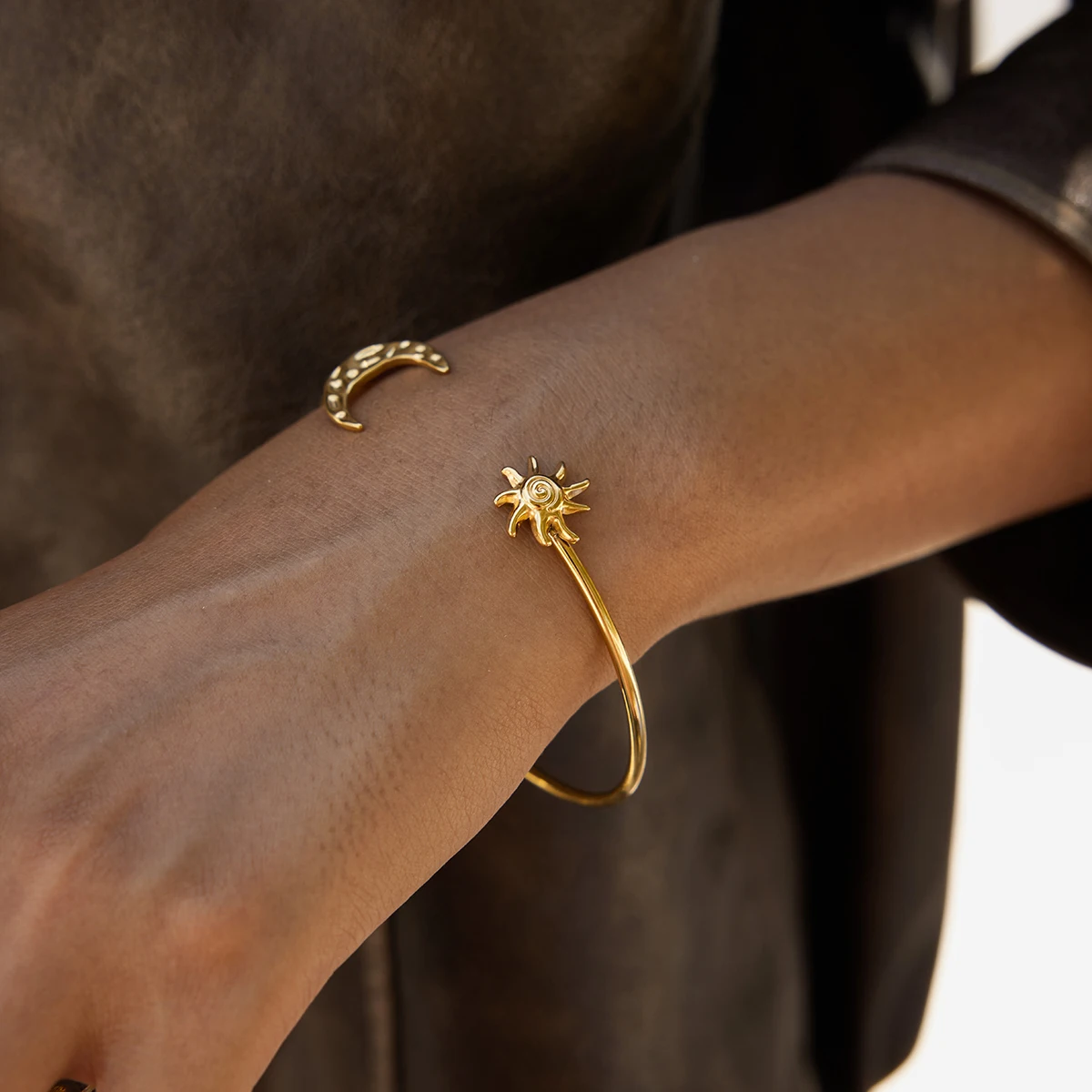 Celestial Stainless Steel Cuff Bracelet for Women 2 Celestial Stainless Steel Cuff Bracelet for Women - Image 2