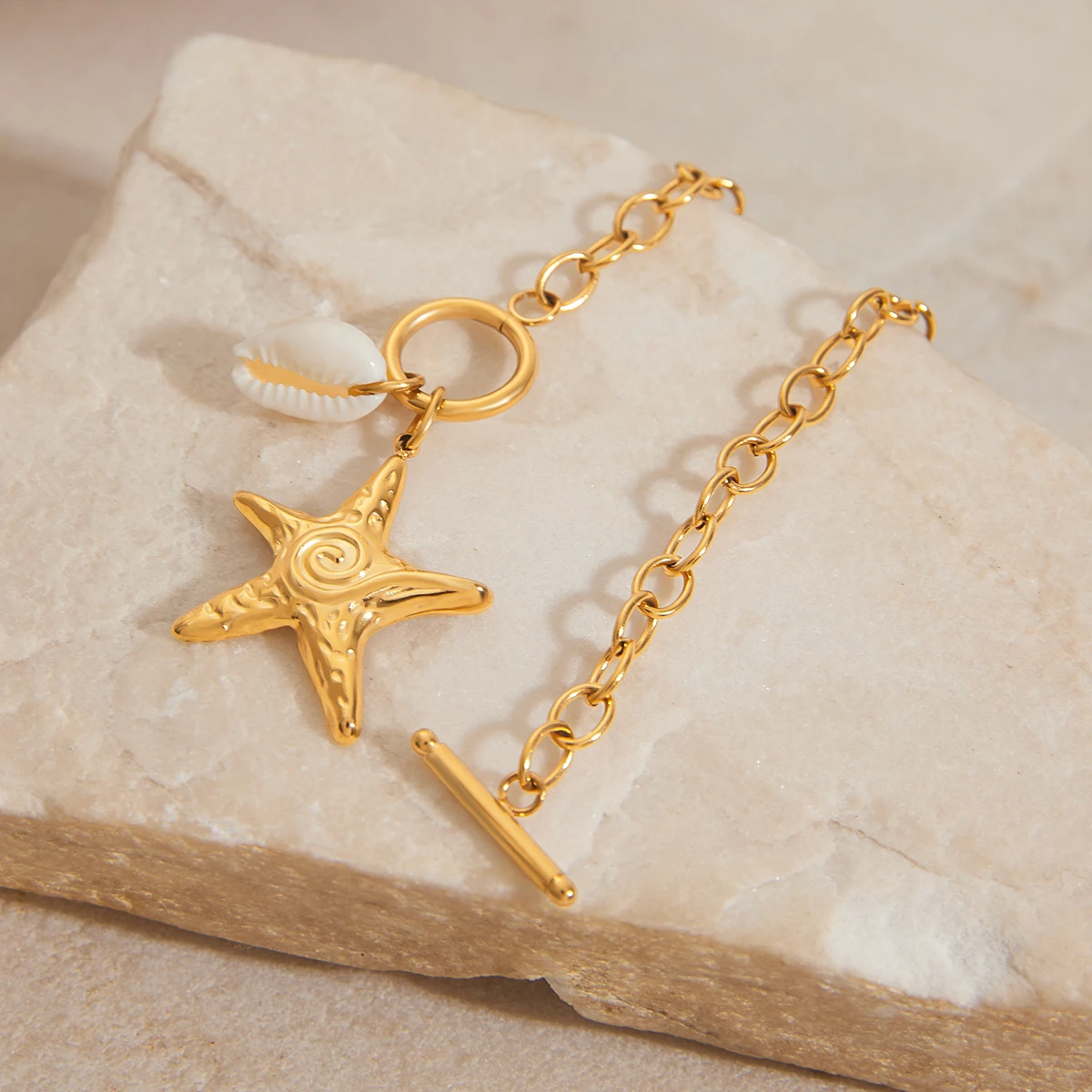 Beach-Inspired Gold Stainless Steel Bracelet 5 Beach-Inspired Gold Stainless Steel Bracelet - Image 5