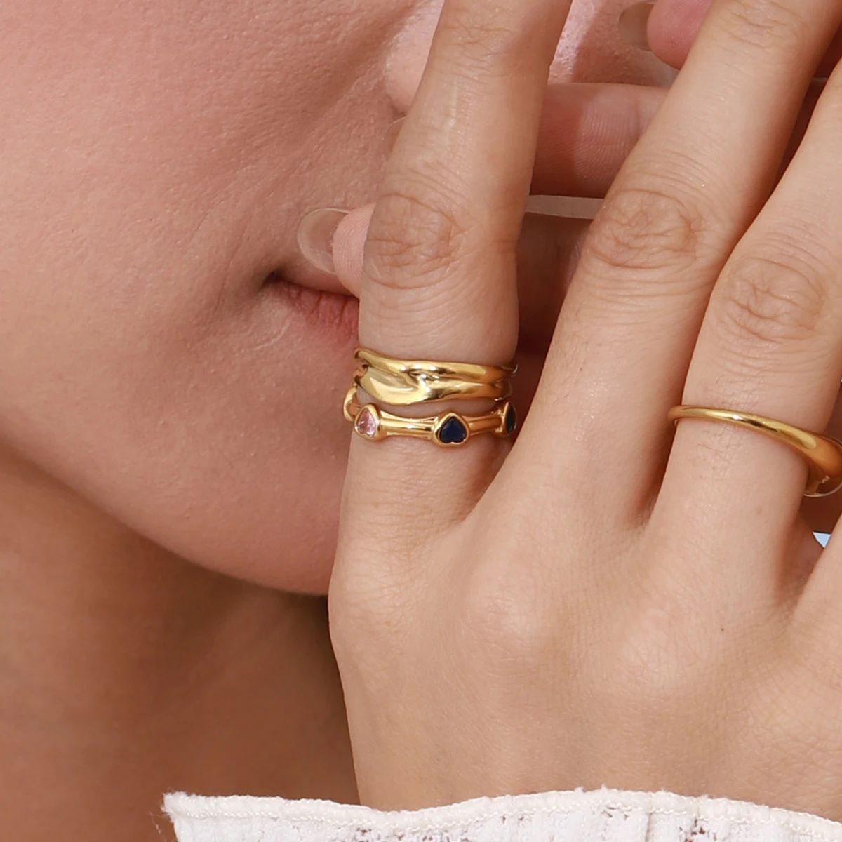 Stainless Steel Romantic Heart Ring for Women 2 Stainless Steel Romantic Heart Ring for Women - Image 2