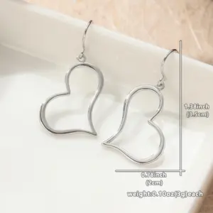 Silver Geometric Heart Earrings for Women 8 S6b856197fbd7483a8974296a6c426a0ad