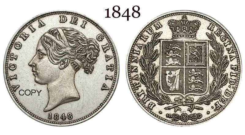 British Half Crown Coin Replica, 1840s-1850s 2 British Half Crown Coin Replica, 1840s-1850s - Image 2
