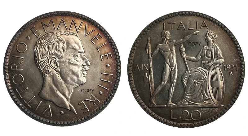 Vittorio Emanuele III Replica Coin, 1931 8 Vittorio Emanuele III Replica Coin, 1931 - Image 8