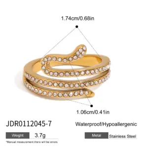Stainless Steel Snake Ring with Rhinestones 13 S6bafbd5cf820446ebde58f3bd6c9d40ak